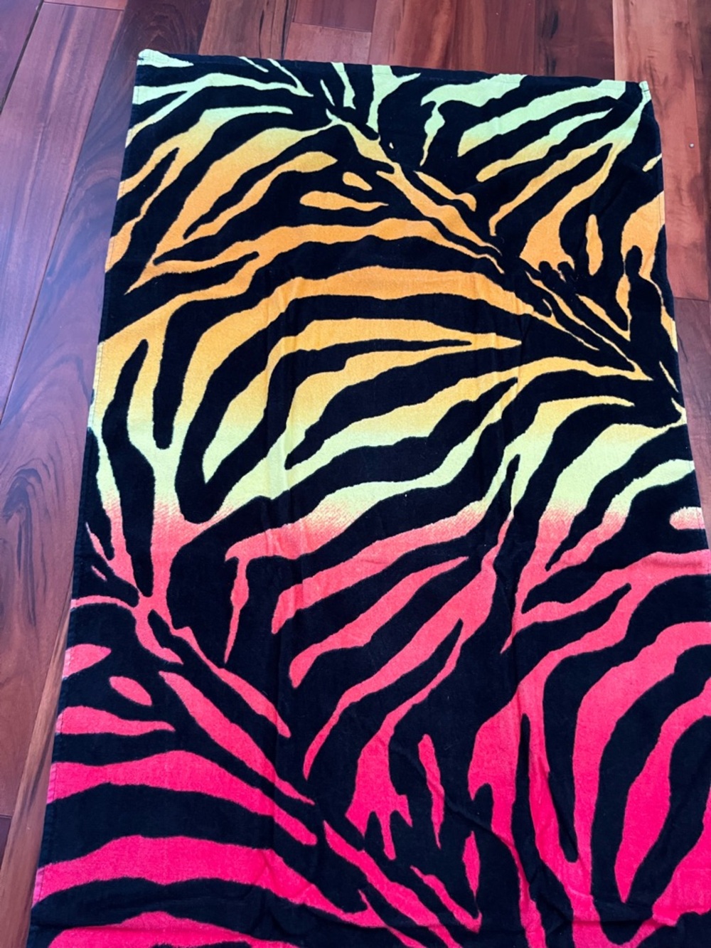 Gradient Zebra Print Beach Towel - Yellow Orange Pink Purple - Picture 7 of 9